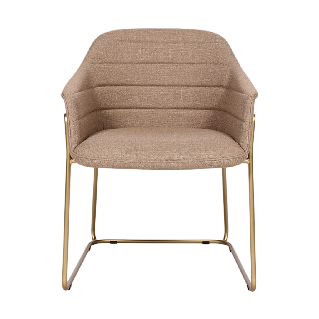 "Modern Beige Stoel met Gouden Frame"